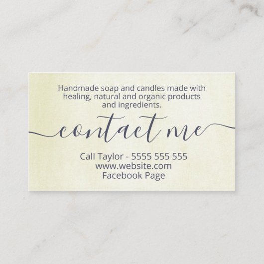Neutrale bladeren Natuurlijke Zeep en Kaarten Visitekaartje (Achterkant)