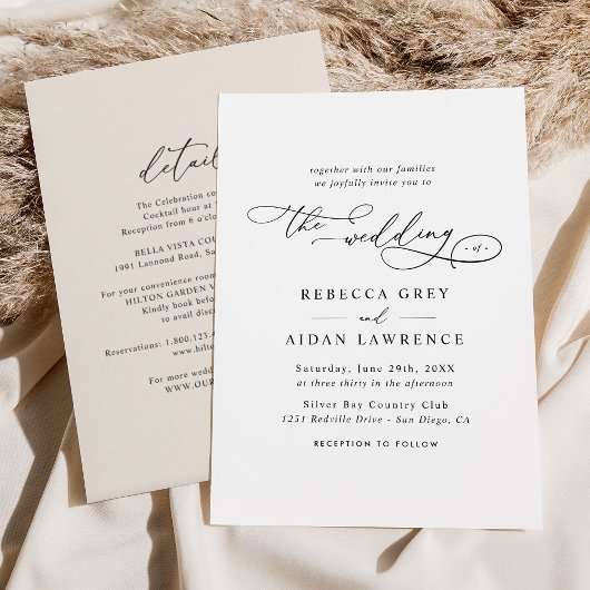 Neutrale blindheid van elegant script in één huwel kaart