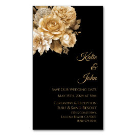 Neutrale Bloem Boeket-Bruiloft Save Onze Datum- Magnetisch Visitekaartje