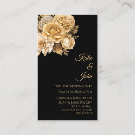 Neutrale Bloem Boeket-Bruiloft Save Onze Datum- Visitekaartje