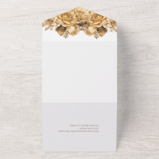 Neutrale Bloem Boeket-Wit Bruiloft All In One Uitnodiging (Buitenkant)