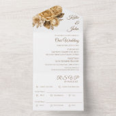 Neutrale Bloem Boeket-Wit Bruiloft All In One Uitnodiging (Binnen)