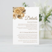 Neutrale Bloem Boeket-Wit Bruiloft Details- Informatiekaartje (Staand voorkant)
