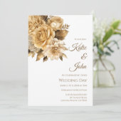 Neutrale Bloem Boeket-Wit Bruiloft- Kaart (Staand voorkant)