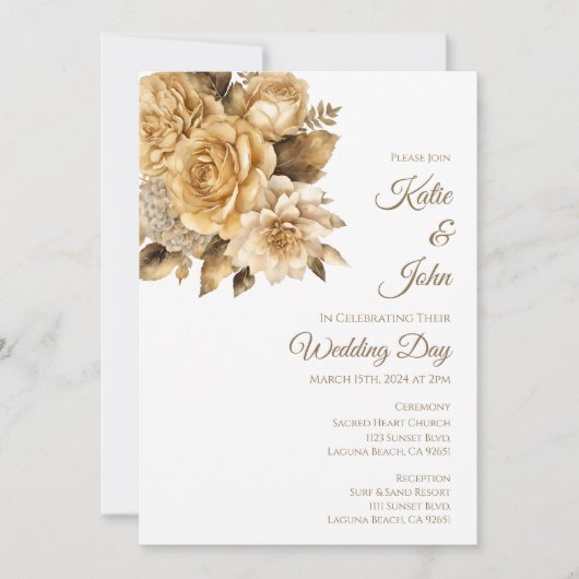 Neutrale Bloem Boeket-Wit Bruiloft- Kaart (Voorkant)