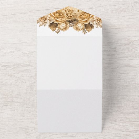 Neutrale Bloem Boeket-Wit Bruiloft QR-code All In One Uitnodiging (Buitenkant)