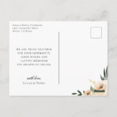 Neutrale Bloem Calligrafie Bruiloft Foto Bedankt Briefkaart (Achterkant)