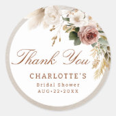 Neutrale bloem sticker bedankje voor bruidsfeest (Voorkant)