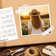 Neutrale bloem washi tape contour-uitgesneden stic