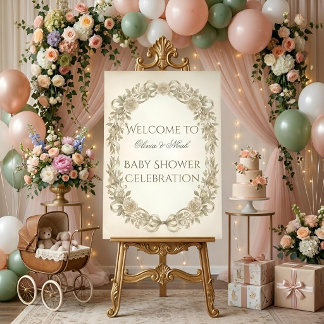 Neutrale bloemen baby shower welkomstbord acryl bord