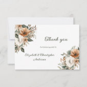 Neutrale Bloemen Botanische Beige Groen Bruiloft Bedankkaart (Voorkant)