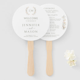 Neutrale bloemen bruidsboeket trouwprogramma handwaaier