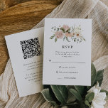 Neutrale bloemen | Combo QR-code en traditioneel RSVP Kaartje<br><div class="desc">Deze eenvoudige, elegante trouwreactiekaart rsvp is voorzien van een boho rustic bouquet van waterverf bloemen en groen in neutrale tinten van perzik terracotta en ivoor, op een witte achtergrond. De voorzijde van de kaart is een meer traditionele antwoordkaart per post, terwijl de achterzijde van de kaart een QR-code en uw...</div>