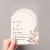 Neutrale Bloemen Pampas Boog Huwelijk Save the Dat Acryl Uitnodigingen (Insitu (Draagbaar))