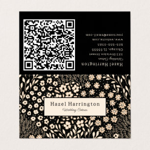 Neutrale Bloemen QR Code Gevouwen Visitekaartje