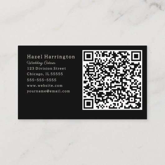 Neutrale Bloemen QR Code Visitekaartje Zwart Beige (Achterkant)