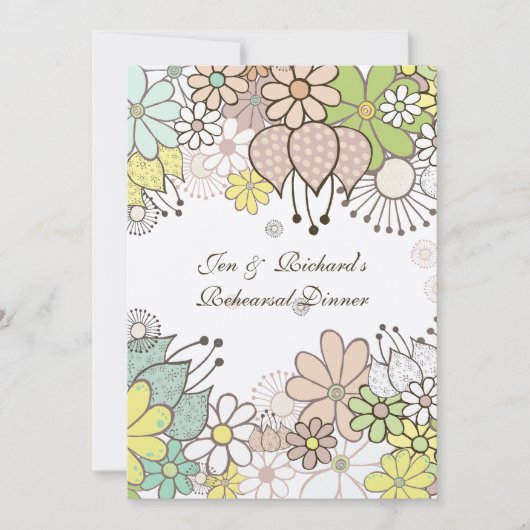 Neutrale bloemen repetitie Dinner DIY Custom Uitno Kaart (Voorkant)