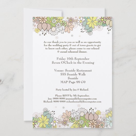 Neutrale bloemen repetitie Dinner DIY Custom Uitno Kaart (Achterkant)