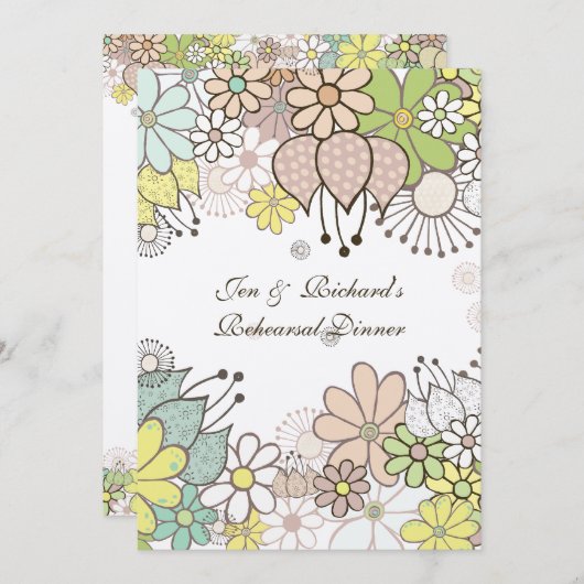 Neutrale bloemen repetitie Dinner DIY Custom Uitno Kaart (Voorkant / Achterkant)