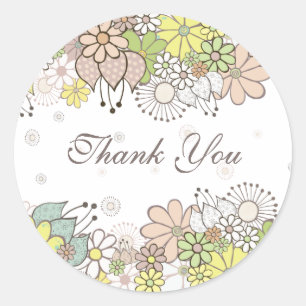 Neutrale bloemen Witte cadeautje Dank je wel stick Ronde Sticker