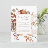 Neutrale bloemenbruids brunch douche kaart (Staand voorkant)