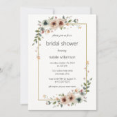 Neutrale bloemenframe bruidsdouche kaart (Voorkant)