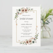 Neutrale bloemenframe bruidsdouche kaart (Staand voorkant)