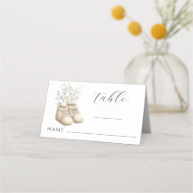 Neutrale bloemige babyshower plaatskaarten tenten