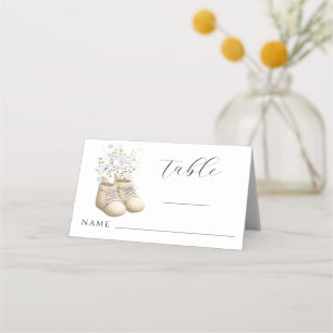 Neutrale bloemige babyshower plaatskaarten tenten plaatskaartje