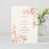 Neutrale Bloemige Elegante Trouw Uitnodiging (Staand voorkant)