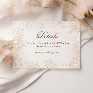 Neutrale Bloemige Trouwdetails Kaart Elegant