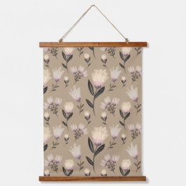 Neutrale bloemige wandkunst | Zachte roze botanisc Hangend Wandkleed