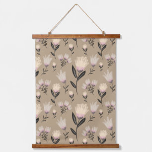 Neutrale bloemige wandkunst Zachte roze botanisc Hangend Wandkleed