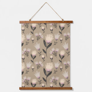 Neutrale bloemige wandkunst | Zachte roze botanisc Hangend Wandkleed