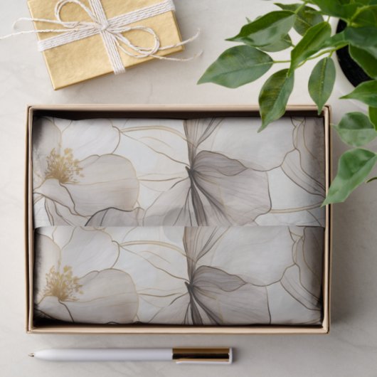 Neutrale bloemlijnen ontkoppeld weefselpapier tissuepapier (Geschenk)
