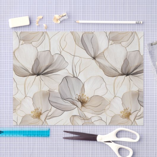 Neutrale bloemlijnen ontkoppeld weefselpapier tissuepapier (Craft)