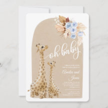 Neutrale Blue Pampas Grass Giraffe Baby shower