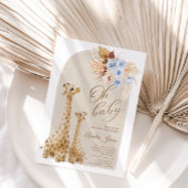 Neutrale Blue Pampas Grass Giraffe Baby shower Kaart
