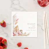 Neutrale Blush Bloemige Pampas Gras Ontvangst Servet (Insitu)
