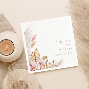 Neutrale Blush Bloemige Pampas Gras Ontvangst Servet
