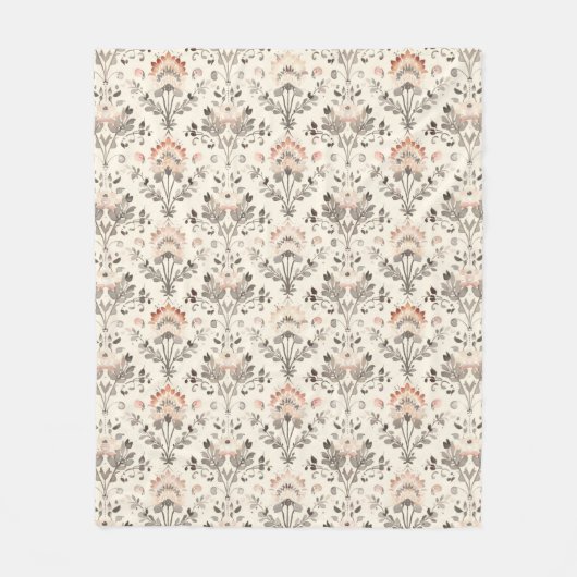 Neutrale Blush Grijze Botanische Fleece Dekens (Voorkant)