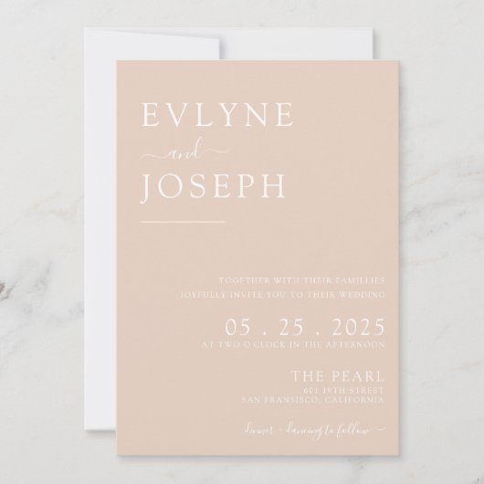 Neutrale Blush Minimalistische Boho Moderne bruilo Kaart (Voorkant)