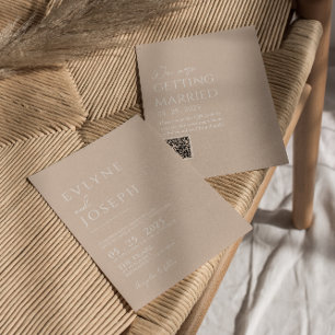Neutrale Blush Minimalistische Boho QR Code Weddin Kaart