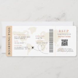 Neutrale Boarding Pass Bestemming bruiloft QR-code Kaart