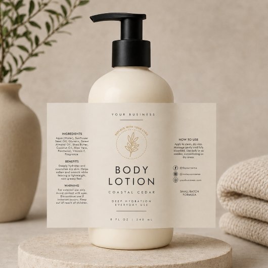 Neutrale Bodylotion Logo 8oz Fles Etiket