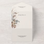 Neutrale Boheemse Bloemen & Veren All In One Uitnodiging (Buitenkant)