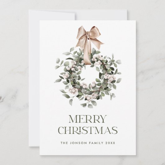 Neutrale Boheemse Kerstkrans Groet Feestdagenkaart (Voorkant)