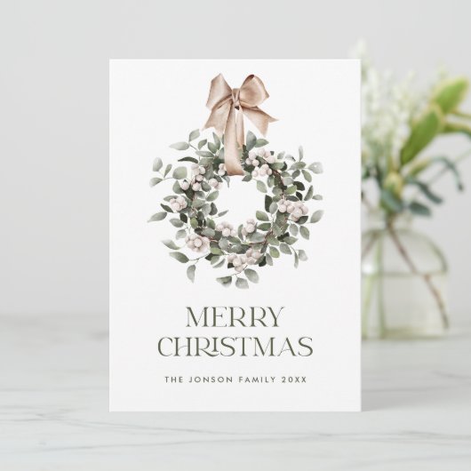 Neutrale Boheemse Kerstkrans Groet Feestdagenkaart (Staand voorkant)