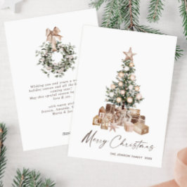 Neutrale Boheemse Kerstmis dennenboom groet Feestdagenkaart