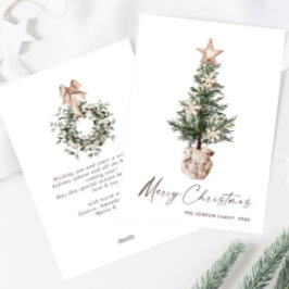 Neutrale Boheemse Kerstmis dennenboom groet Feestdagenkaart